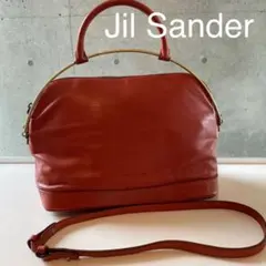 ジルサンダー本革ハンドバッグ　ショルダーバッグ2wayオレンジブラウンテラコッタ