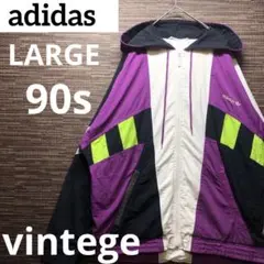 adidas フルジップ ナイロンジャケット　90s エバンゲリオン　古着