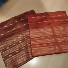 タイシルク　クッションカバー　40×40　2枚　アジアン雑貨　ゾウ　ぞう　象
