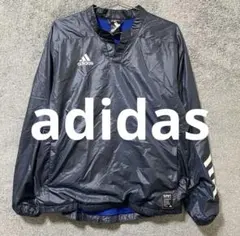 【美品】adidas アディダス プルオーバー Vネック ウインドブレーカー 紺