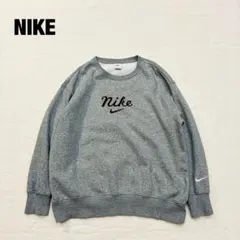 【筆記体ロゴ】 NIKE ナイキ スウェット 刺繍 グレー センターロゴ XL