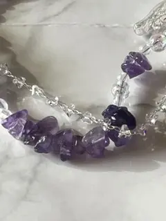 天然石アメジスト携帯ストラップ 蝶デザイン1部ビーズ使用