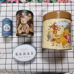 くまのプーさん バウムクーヘン缶 ほか熊のデザイン缶４個セット
