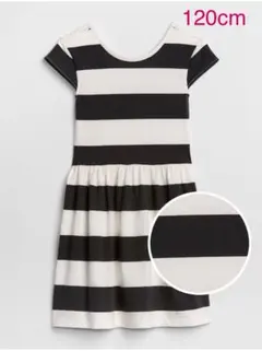 【新品】120cm ストライプスクープワンピース ボーダーモノトーン