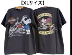 【ＸＬ】Harley-Davidson×スヌーピー　ヴィンテージ風Tシャツ