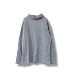 ビームスライツ 長袖カットソー ハイネック　S グレー　無地　綿　フランス製
