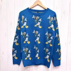 Disney ディズニー ドナルド ニット セーター 総柄