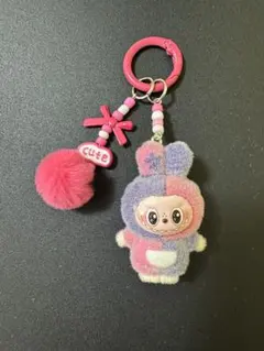 ラブブ ぬいぐるみキーホルダー パープル×ホワイトミクスカラー