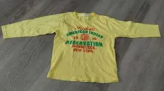 イエロー 長袖 Tシャツ プリント入り