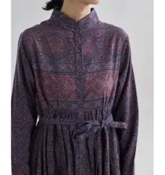 【未使用】CALICO インド　アジュラック染ソニドレス インディゴラック　L