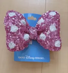 東京ディズニーリゾート スパンコールリボン ヘアゴム ピンク