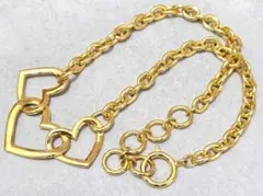 MOSCHINOモスキーノ　トリプルハート ゴールドカラーネックレス　43831