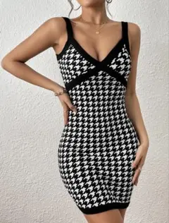 千鳥格子柄　ミニワンピ　ミニドレス　かわいい　キャミワンピ Lサイズ　可愛い