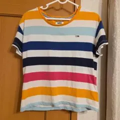 Tommy jeans 半袖 ボーダー　レインボー　Tシャツ　クロップ　XS