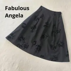 ファビュラスアンジェラ スカート ミモレ丈 花柄 S ブラック
