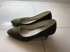 オリーブグリーン スエード ハイヒール