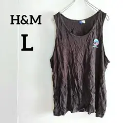 H&M DIVIDED ノースリーブ Tシャツ Lサイズ ブラック【L】海外古着