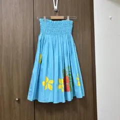 フラダンス用水色スカート（ハイビスカス柄）