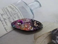 ハンドメイド 花柄ビーズ付きヘアクリップ