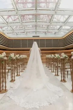 ウェディングベール ロング 刺繍 レース トレーン 結婚式 前撮り チャペル