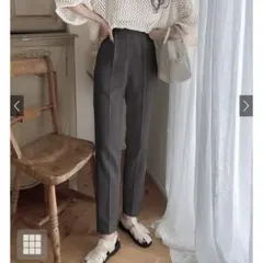 グレイル　カットジョーゼットセンタープレステーパードパンツ　fo1454