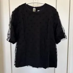 MUVEIL WORK ブラック ドット柄 半袖トップス サイズ38