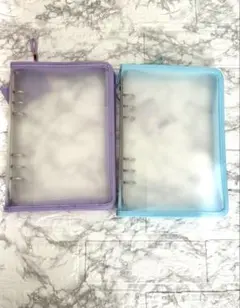 ダイソー A5 6リングファイル 6穴バインダー パープル ブルー　2個セット