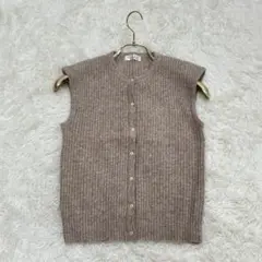 美品✨ ロジカ ニット ベスト ベージュ リブ 薄手 ウール混 春 秋