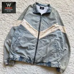 W NYC 大判ロゴ ヴィンテージ加工 ジップアップ デニムブルゾンのサムネイル
