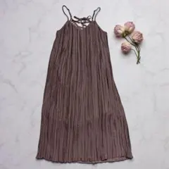 COLZA コルザ　プリーツキャミワンピース M ブラウン バックレースアップ