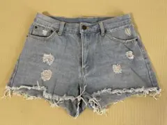 デニムショートパンツ　ダメージショートパンツ　ライトブルー　Sサイズ