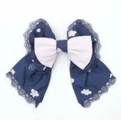 新品 桜柄 リボンバレッタ 紺 axes femme kawaii