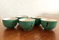 香蘭社 青緑色 湯飲み 5個セット