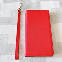 【AQUOS sense 6】ケース　手帳型　ストラップ付き　レッド