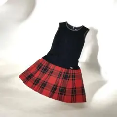 バーバリーブルーレーベル ワンピース 赤チェック ドッキング 切り替え 38