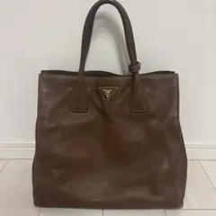 【PRADA】プラダ レザー トートバッグ ブラウン 2WAY