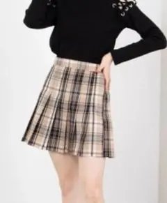 WEGO黒ベージュチェックプリーツミニスカートウィゴーチェック柄安室ちゃん