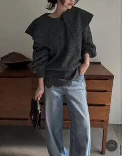 willfully ビックカラーボリュームスリーブニット