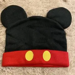 ミッキーマウス 耳付きキャップ 黒赤