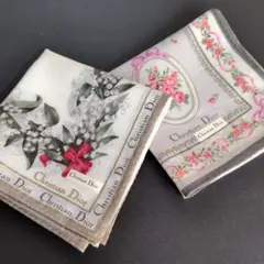 Christian Dior 花柄ハンカチ未使用 ２枚セット