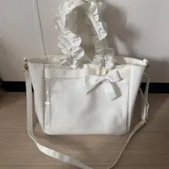 もえ♡様 ザッカマート A4痛バ ホワイト フリルトートバッグ