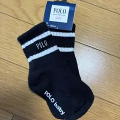 【匿名発送】POLO baby 黒 ストライプ靴下 12~15cm