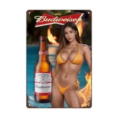 ビール　美女　メタルサイン　ブリキ看板　インテリア雑貨　飾り物