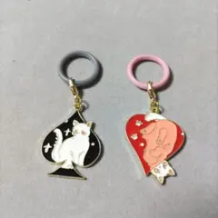 5‐④お買い得！大きめチャームアンブレラマーカー2個セット　スペード、ハート猫