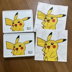 ポケモン ピカチュウ 缶ケース 2個セット 紙袋付き、目覚まし時計2個
