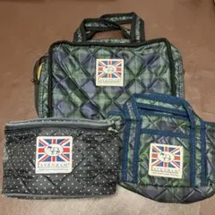 ラベンハム　緑と紺のチェック柄ポーチとトート3点セット　未使用