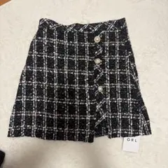 【GRL】インパン裏地付きアシンメトリーツイードチェックミニスカート S