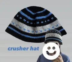 クラッシャーハット ビーニー　y2k ハンドメイド　男女兼用　バケットハット
