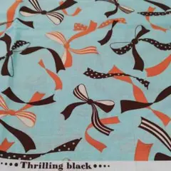 43  コットン生地　リボン水色