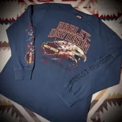 【美品】HARLEY-DAVIDSON ロンT 袖プリ イーグルのサムネイル